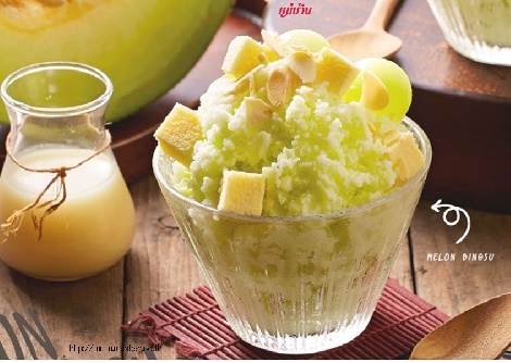 MELON BINGSU เมลอน บิงซู สูตรอาหาร วิธีทำ แม่บ้าน