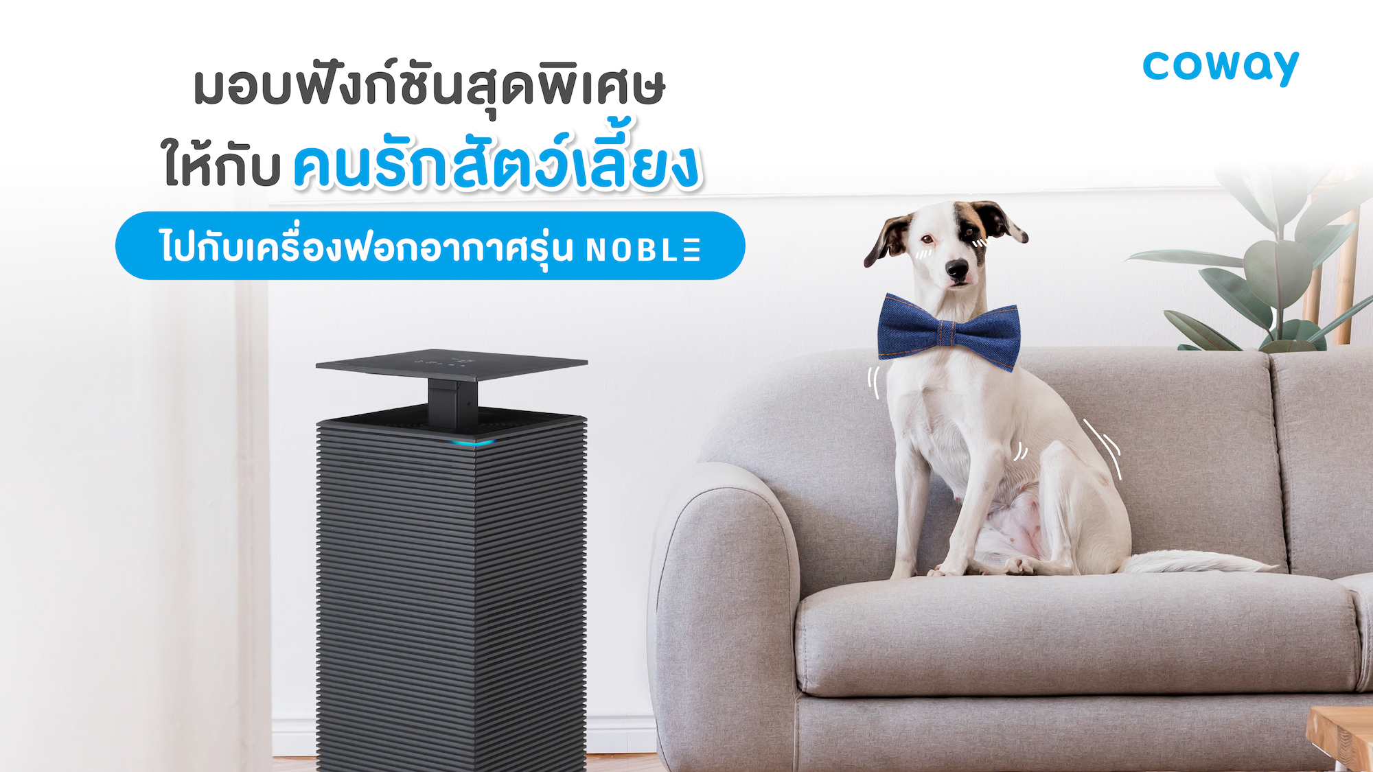 โคเวย์มอบฟังก์ชันสุดพิเศษ เอาใจคนรักสัตว์เลี้ยง กับเครื่องฟอกอากาศรุ่น NOBLE  ชูนวัตกรรมดักจับเชื้อไวรัสและฝุ่นละอองที่เกิดจากสัตว์เลี้ยง