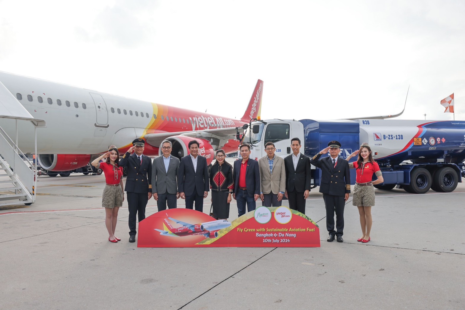 OR - เวียตเจ็ทไทยแลนด์ เติมน้ำมันเชื้อเพลิงอากาศยานแบบยั่งยืน (SAF) เที่ยวบินนำร่อง กรุงเทพฯ – ดานัง ณ ท่าอากาศยานนานาชาติสุวรรณภูมิ