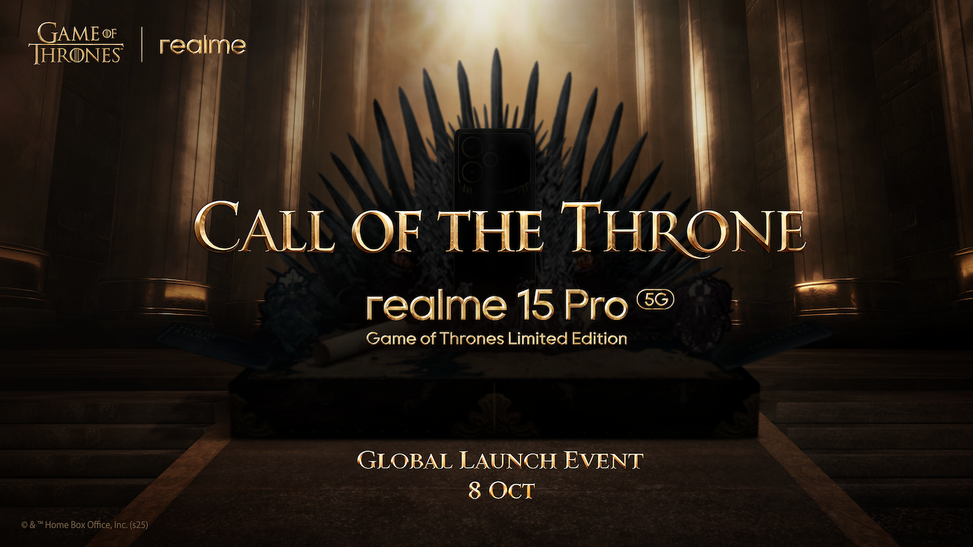 ที่สุดแห่งสมาร์ตโฟนครอสโอเวอร์ 2025! realme ผนึกกำลัง Warner Bros.  เปิดตัวรุ่นพิเศษ “realme 15 Pro Game of Thrones Limited Edition” ปลดปล่อยพลังเรียลในแบบของคุณครั้งแรกของโลก 8 ตุลาคมนี้